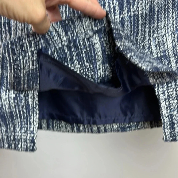 🩷 Navy and ivory tweed pencil skirt with metallic yarns - Picture 5 of 8